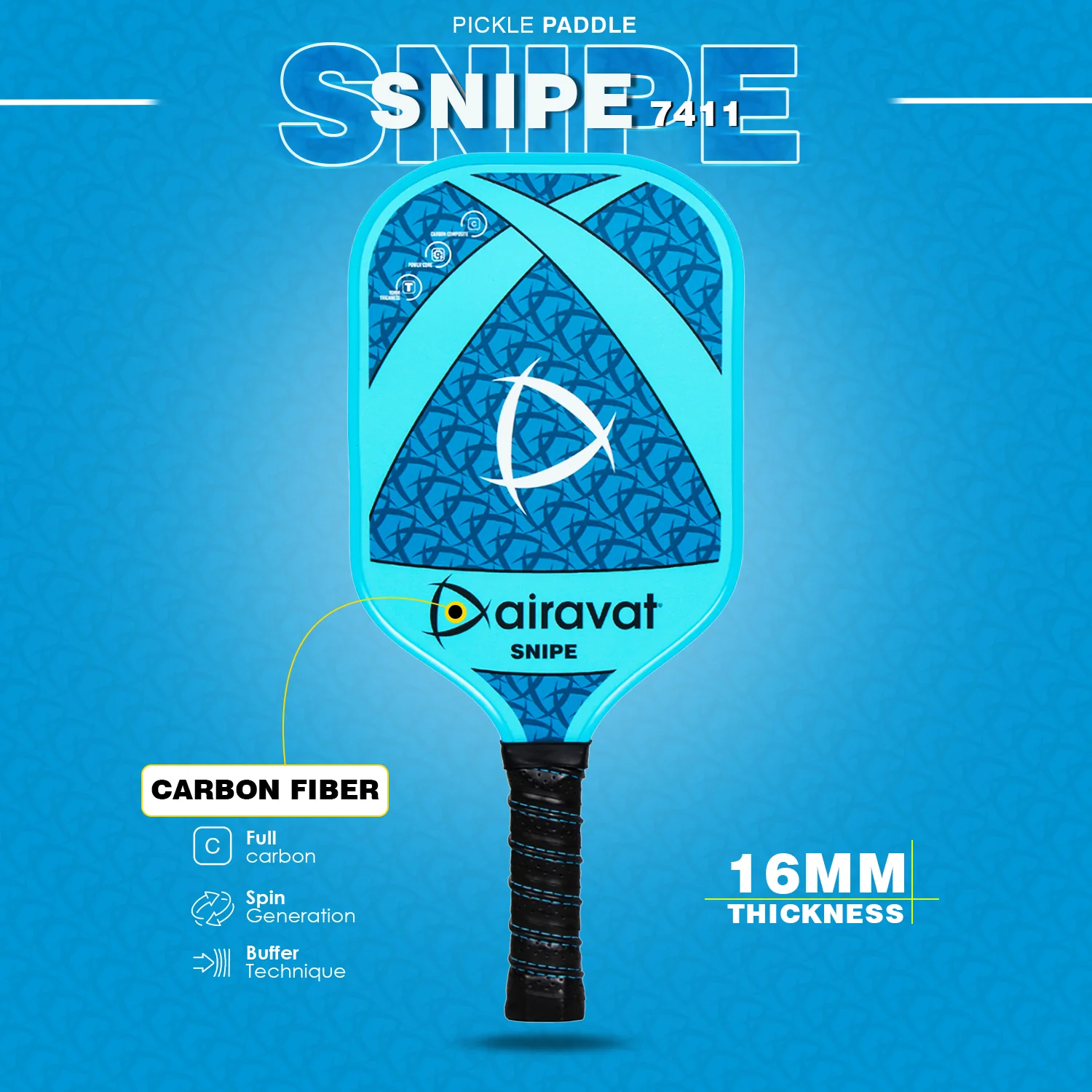 Snipe_Blue_4000x.progressive SNIPE PICKLEBALL PADDLE 7411 - Image 1